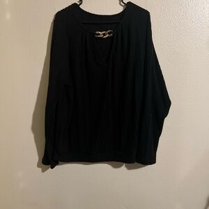 Chic Black Sweater Blouse with Elegant Design